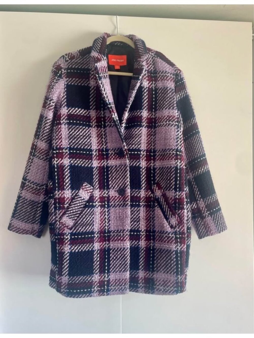 Purple Plaid Coat, Size M, Spring Coat